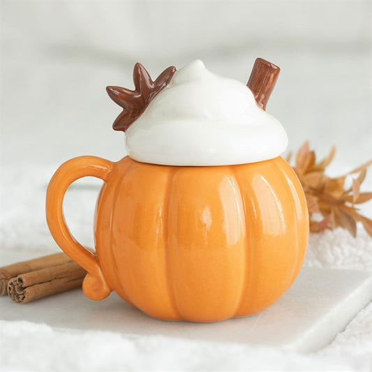 Pumpkin Cream Lidded Ceramic Mug