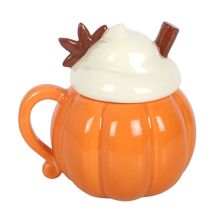 Pumpkin Cream Lidded Ceramic Mug