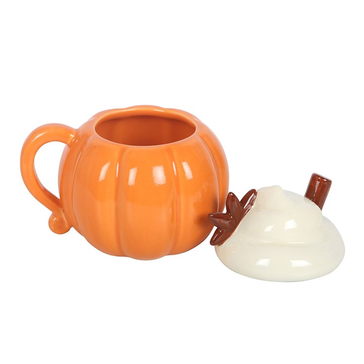 Pumpkin Cream Lidded Ceramic Mug