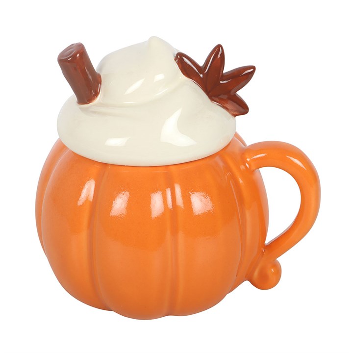 Pumpkin Cream Lidded Ceramic Mug