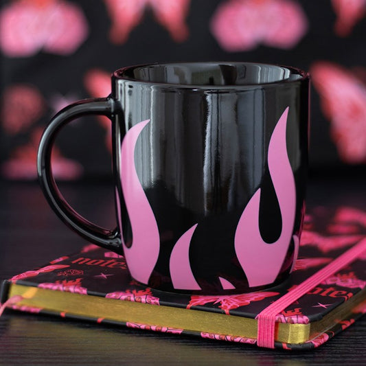 Black With Pink Flame Ceramic Mug