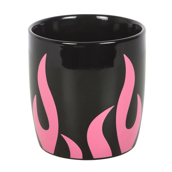 Black With Pink Flame Ceramic Mug