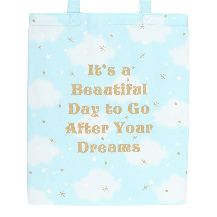 Blue Cloud Print Tote Shopping Bag
