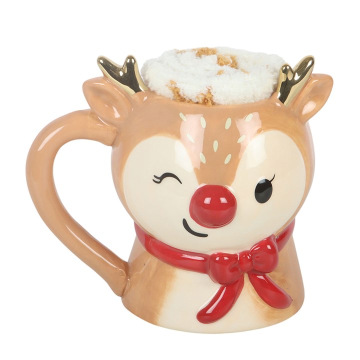 Ruby the Reindeer Christmas Ceramic Mug and Socks Set