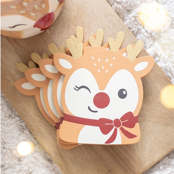 Ruby the Reindeer Christmas Wooden Coaster Set of 4