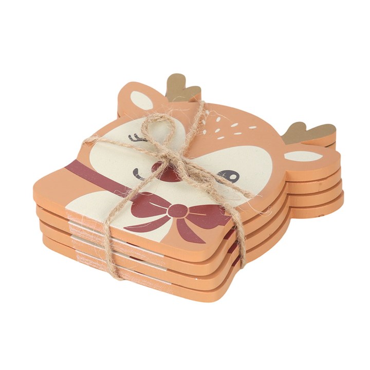 Ruby the Reindeer Christmas Wooden Coaster Set of 4