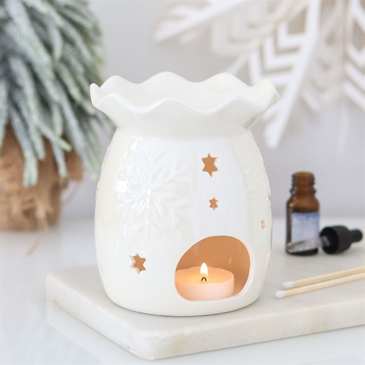 Iridescent White Snowflake Ceramic Wax Warmer