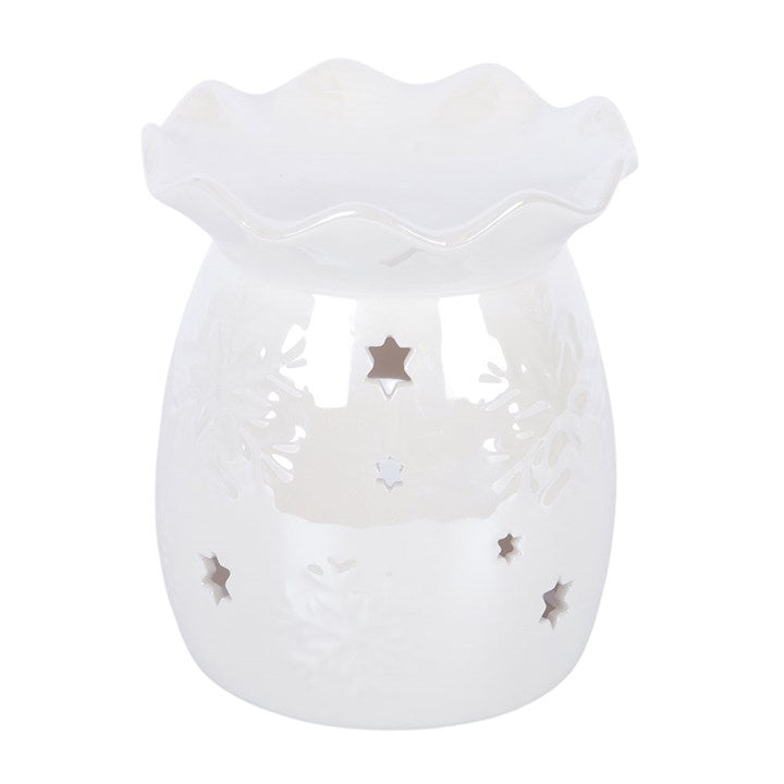 Iridescent White Snowflake Ceramic Wax Warmer