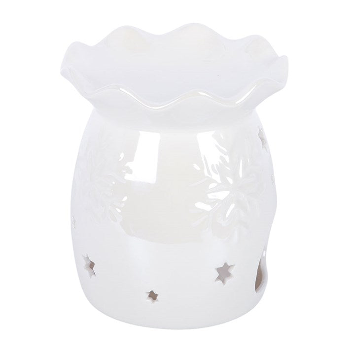 Iridescent White Snowflake Ceramic Wax Warmer