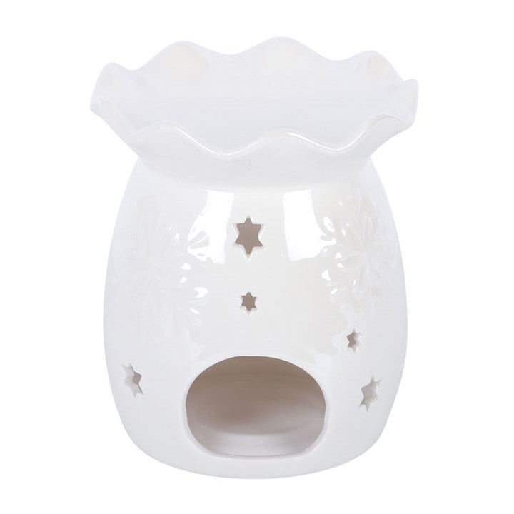 Iridescent White Snowflake Ceramic Wax Warmer