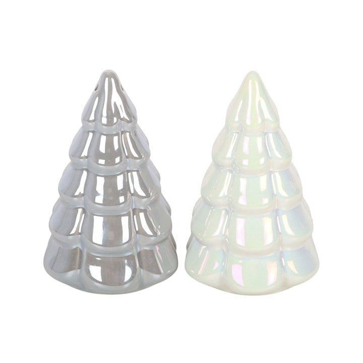 Iridescent Christmas Fir Tree Ceramic Salt & Pepper Shakers