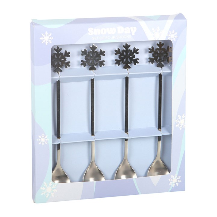 Set of 4 Christmas Snowflake Metal Spoons
