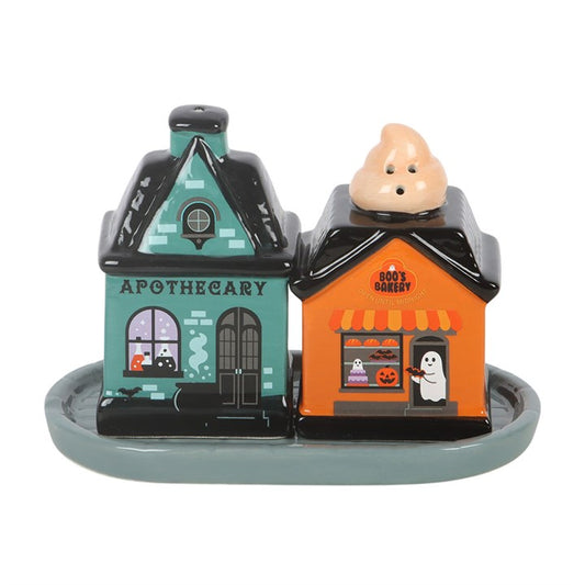 Spooky Street Ceramic Salt & Pepper Shakers