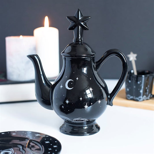 Black Spellbound Sky Ceramic Teapot