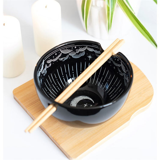 Spellbound Sky Ceramic Noodle Bowl & Chopsticks Set