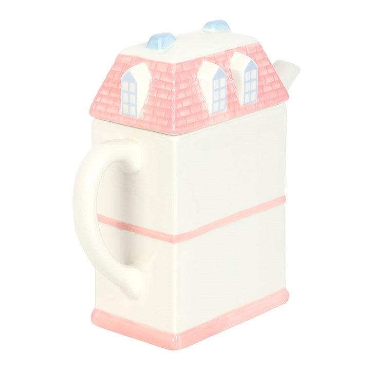 Pastel House Shaped Ceramic Teapot