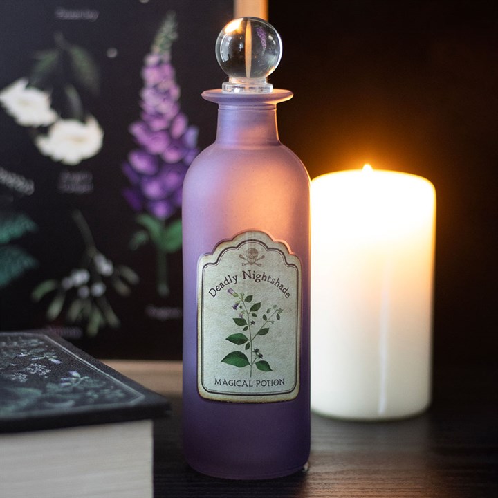 Purple Decorative Deadly Nightshade Glass Potion Bottle