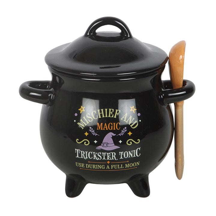 Mischief and Magic Cauldron Ceramic Soup Bowl with Spoon