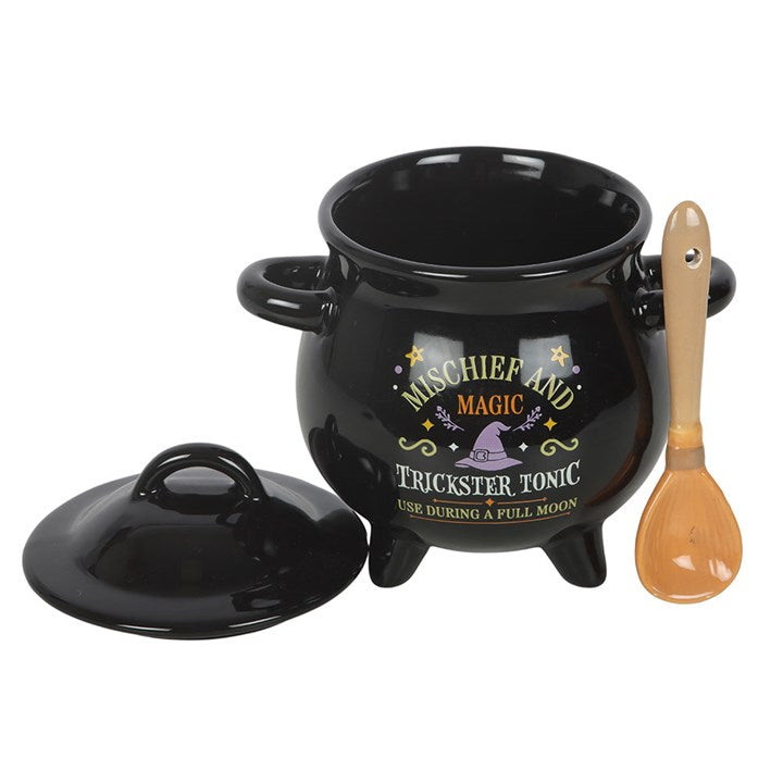 Mischief and Magic Cauldron Ceramic Soup Bowl with Spoon
