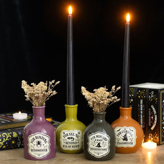 Set of 4 Ceramic Potion Bottle Vases & Candle Holders