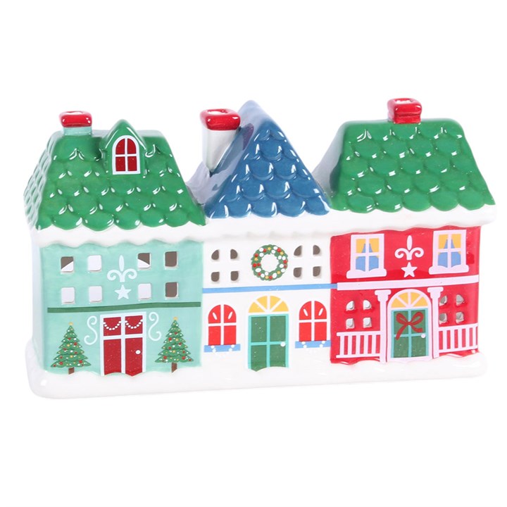 Christmas Street Ceramic Tealight and Incense Cone Holder