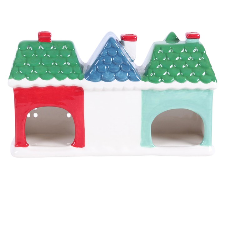 Christmas Street Ceramic Tealight and Incense Cone Holder