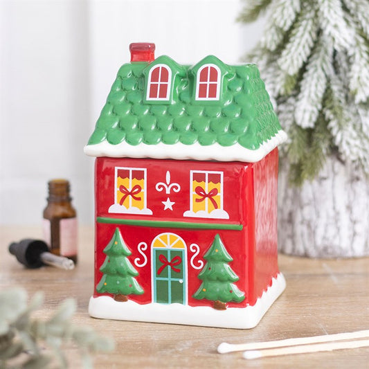 Red Christmas House Ceramic Wax Warmer