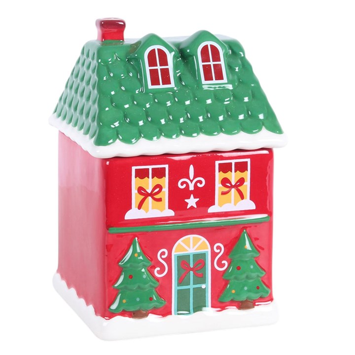 Red Christmas House Ceramic Wax Warmer