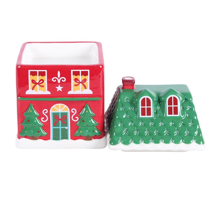 Red Christmas House Ceramic Wax Warmer