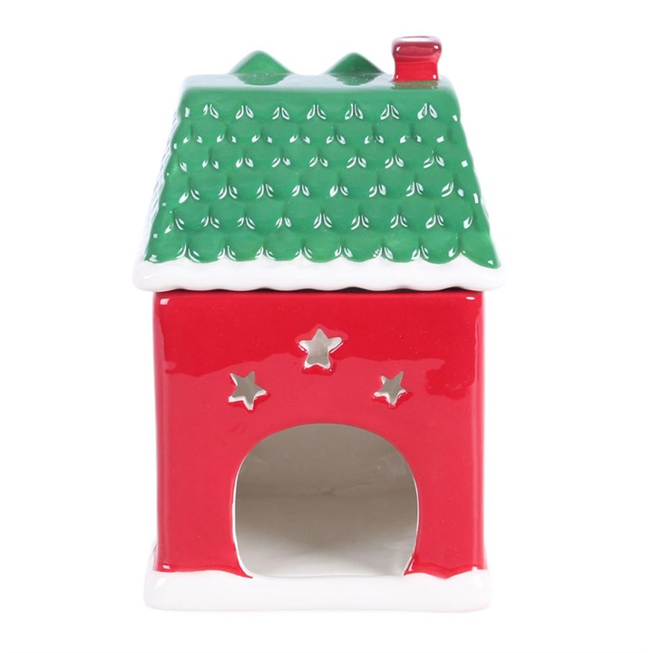 Red Christmas House Ceramic Wax Warmer