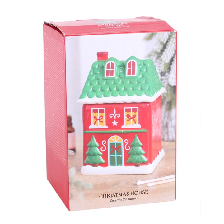 Red Christmas House Ceramic Wax Warmer