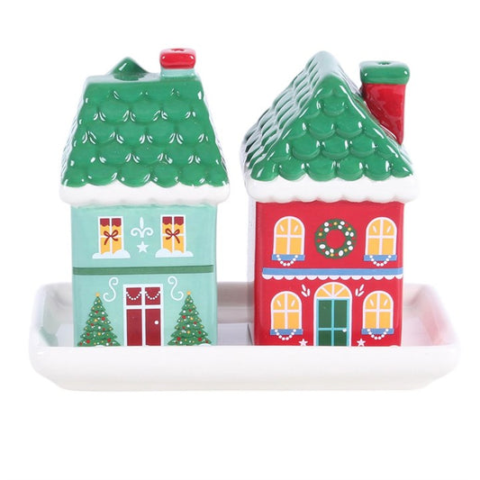 Christmas House Ceramic Salt & Pepper Shakers