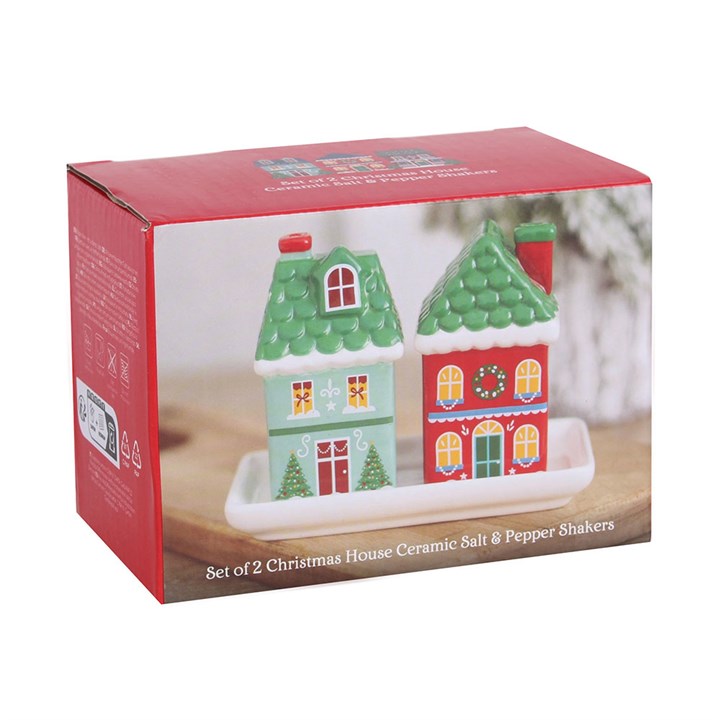 Christmas House Ceramic Salt & Pepper Shakers