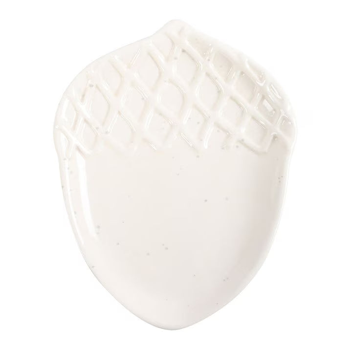 CLEARANCE Autumn White Acorn Ceramic Dish Trinket Dish Serving Dish