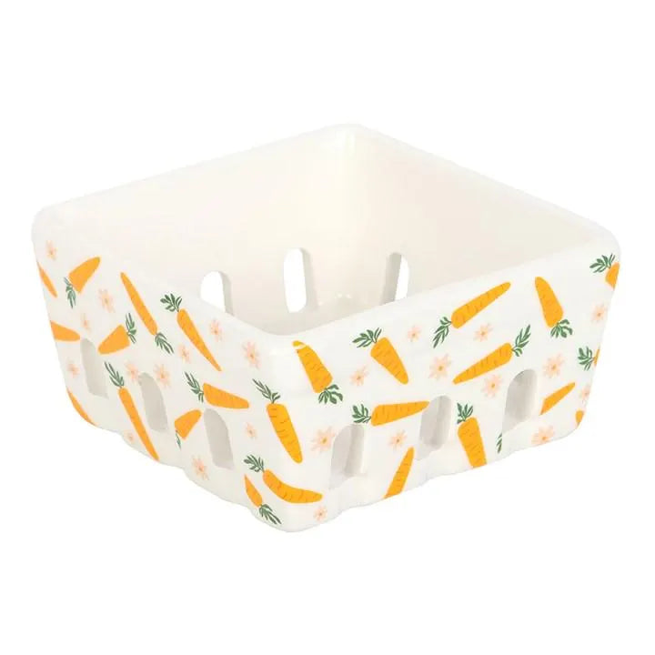Ceramic Carrot Patch Print Berry Basket