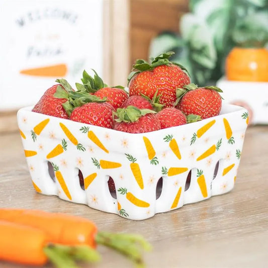Ceramic Carrot Patch Print Berry Basket