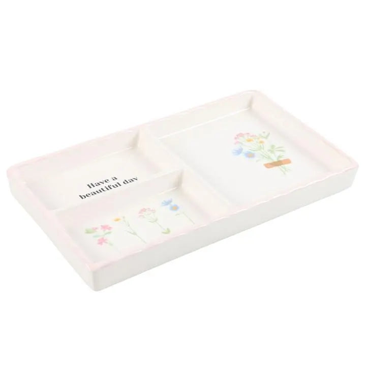 Have a Beautiful Day Floral Ceramic Trinket Tray Dish
