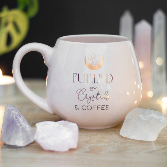 Pink Crystals and Coffee Rounded Ceramic Mug