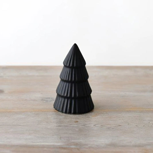 CLEARANCE Matt Black Ceramic Christmas Tree Ornament Decor 12cm