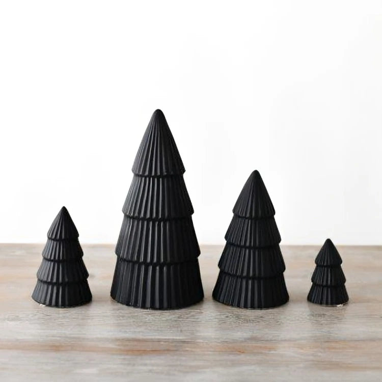 CLEARANCE Matt Black Ceramic Christmas Tree Ornament Decor 12cm