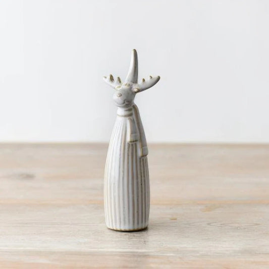 CLEARANCE White Reactive Glaze Ceramic Reindeer Ornament Decor 15cm