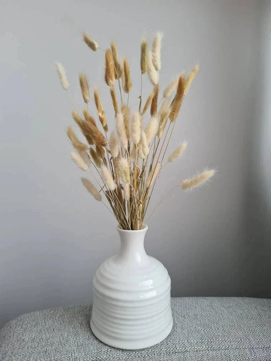 CLEARANCE Gloss White Ribbed Ceramic Vase