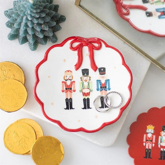 CLEARANCE Nutcracker Ceramic Trinket Dish With Bow